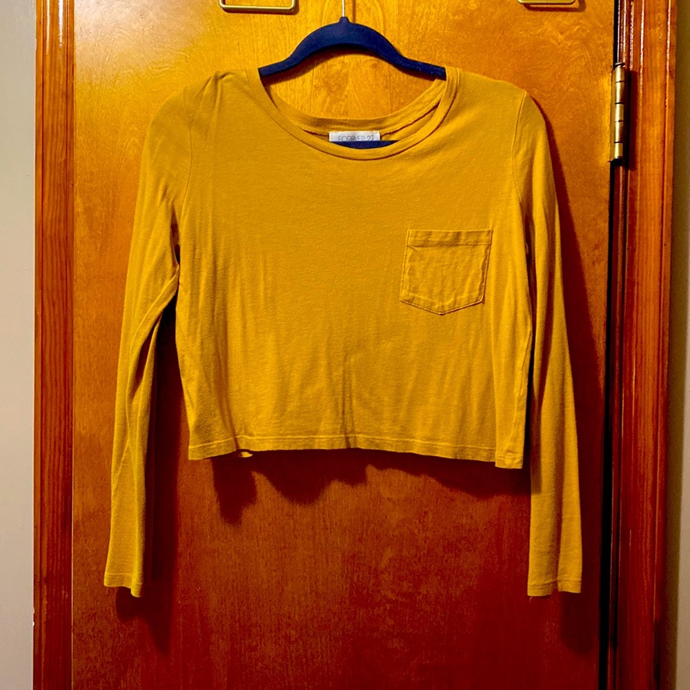 Forever 21 Golden Yellow Cropped Long Sleeve
